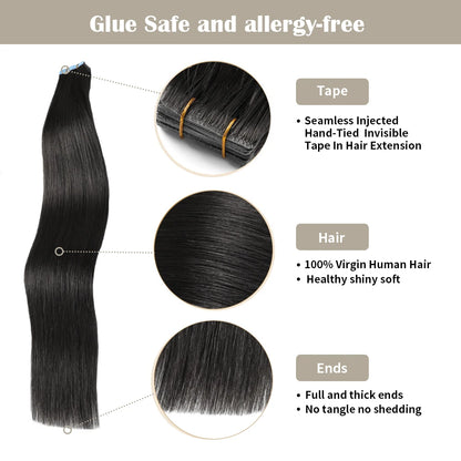 Coredew Seamless Injection Molded Hand-Woven Invisible Hair Extensions -- 100% Human Hair (10 pieces)