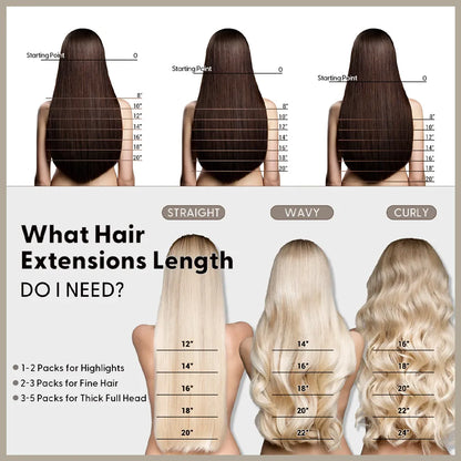 Coredew Seamless Injection Molded Hand-Woven Invisible Hair Extensions -- 100% Human Hair (10 pieces)