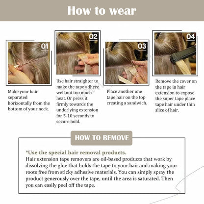 Coredew Seamless Injection Molded Hand-Woven Invisible Hair Extensions -- 100% Human Hair (10 pieces)