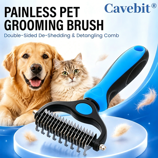 🐾 Cavebit® Painless Pet Grooming Brush – Double-Sided De-Shedding & Detangling  Comb