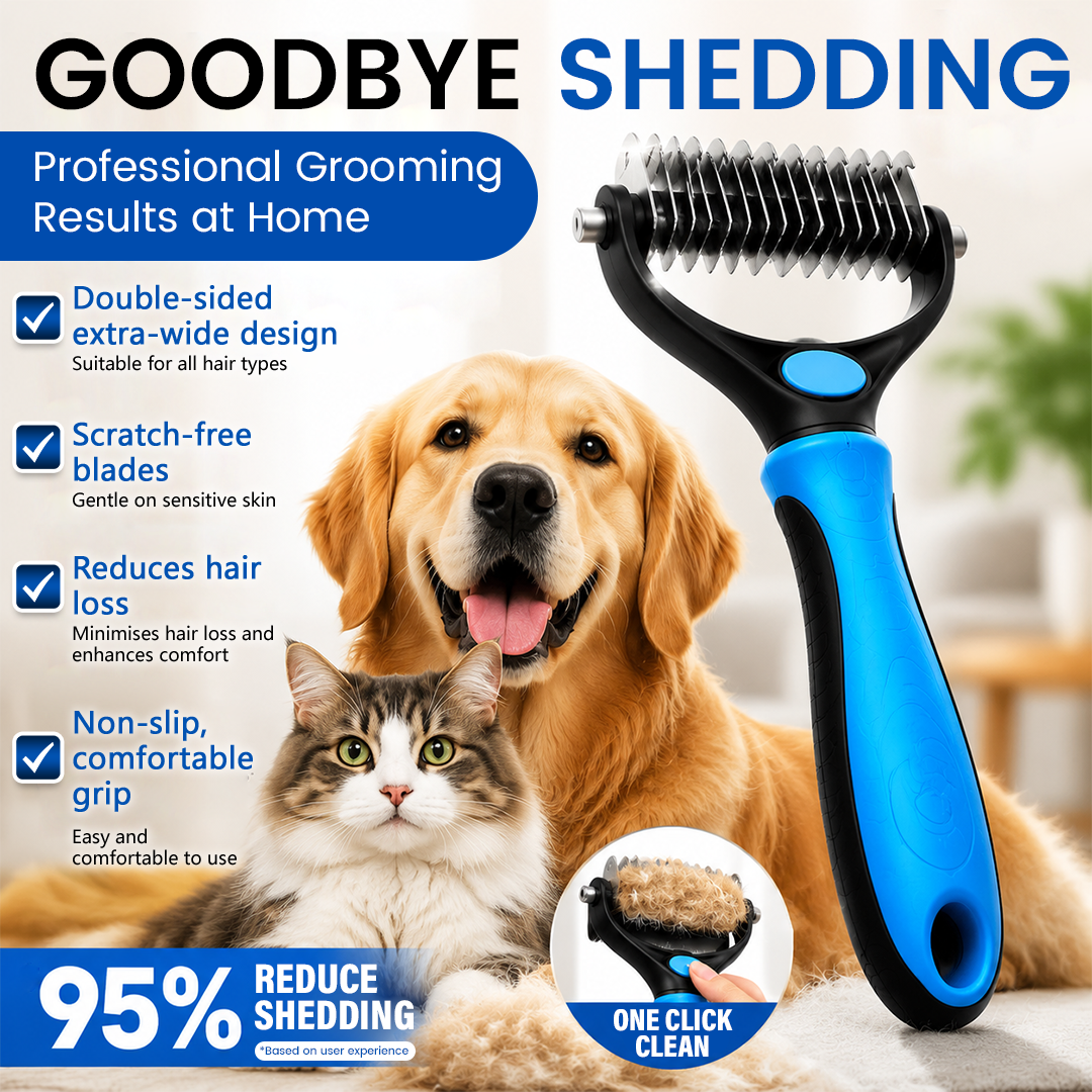 🐾 Cavebit® Painless Pet Grooming Brush – Double-Sided De-Shedding & Detangling  Comb