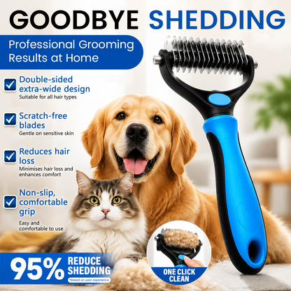 🐾 Cavebit® Painless Pet Grooming Brush – Double-Sided De-Shedding & Detangling  Comb
