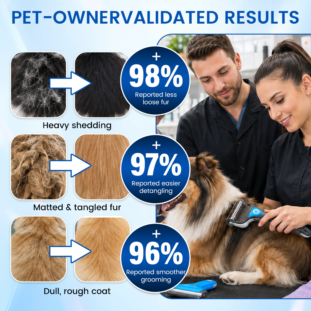 🐾 Cavebit® Painless Pet Grooming Brush – Double-Sided De-Shedding & Detangling  Comb