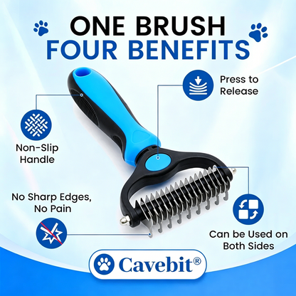 🐾 Cavebit® Painless Pet Grooming Brush – Double-Sided De-Shedding & Detangling  Comb